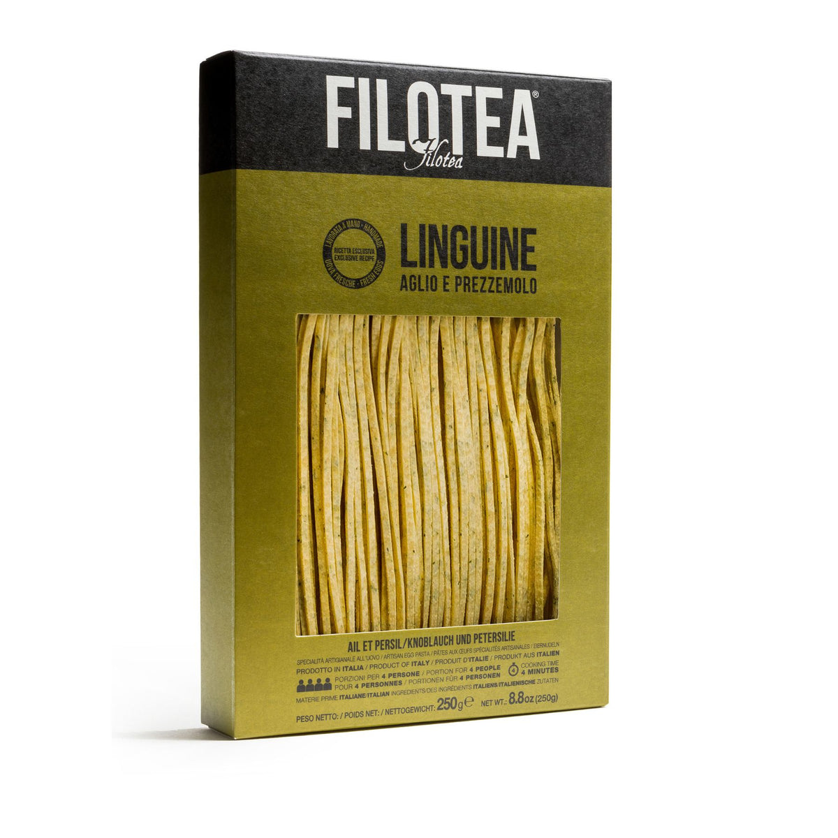 Filotea Garlic &amp; Parsley Linguine Egg Pasta 250g | Imported and distributed in the UK by Just Gourmet Foods