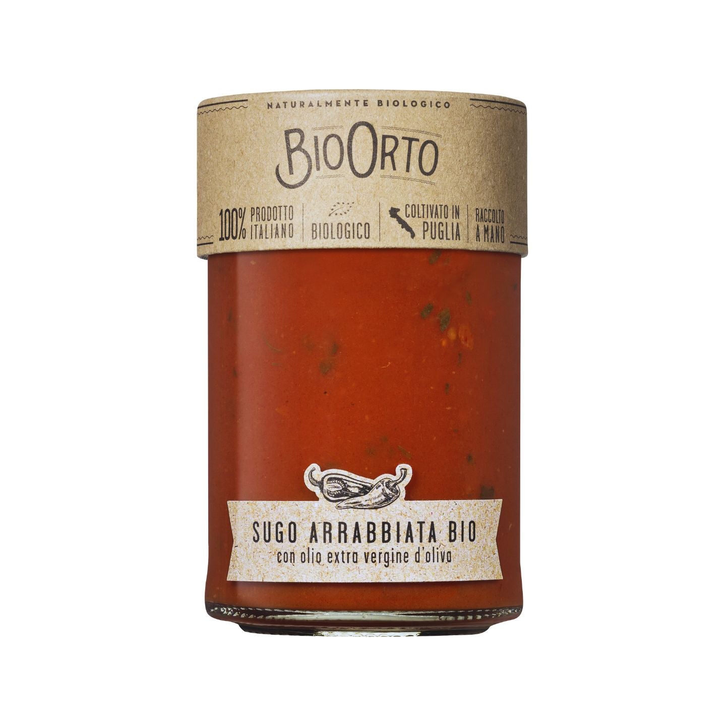 Bio Orto Organic Arrabbiata Pasta Sauce 350g  | Imported and distributed in the UK by Just Gourmet Foods