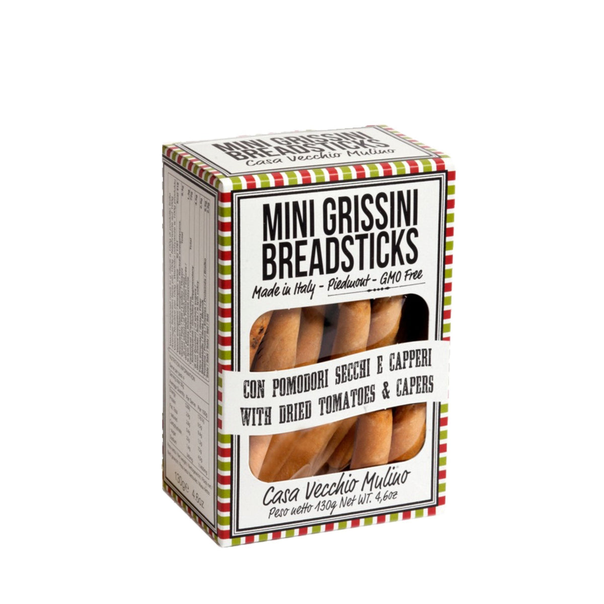 Casa Vecchio Mulino Mini Grissini with Tomatoes &amp; Capers 130g  | Imported and distributed in the UK by Just Gourmet Foods
