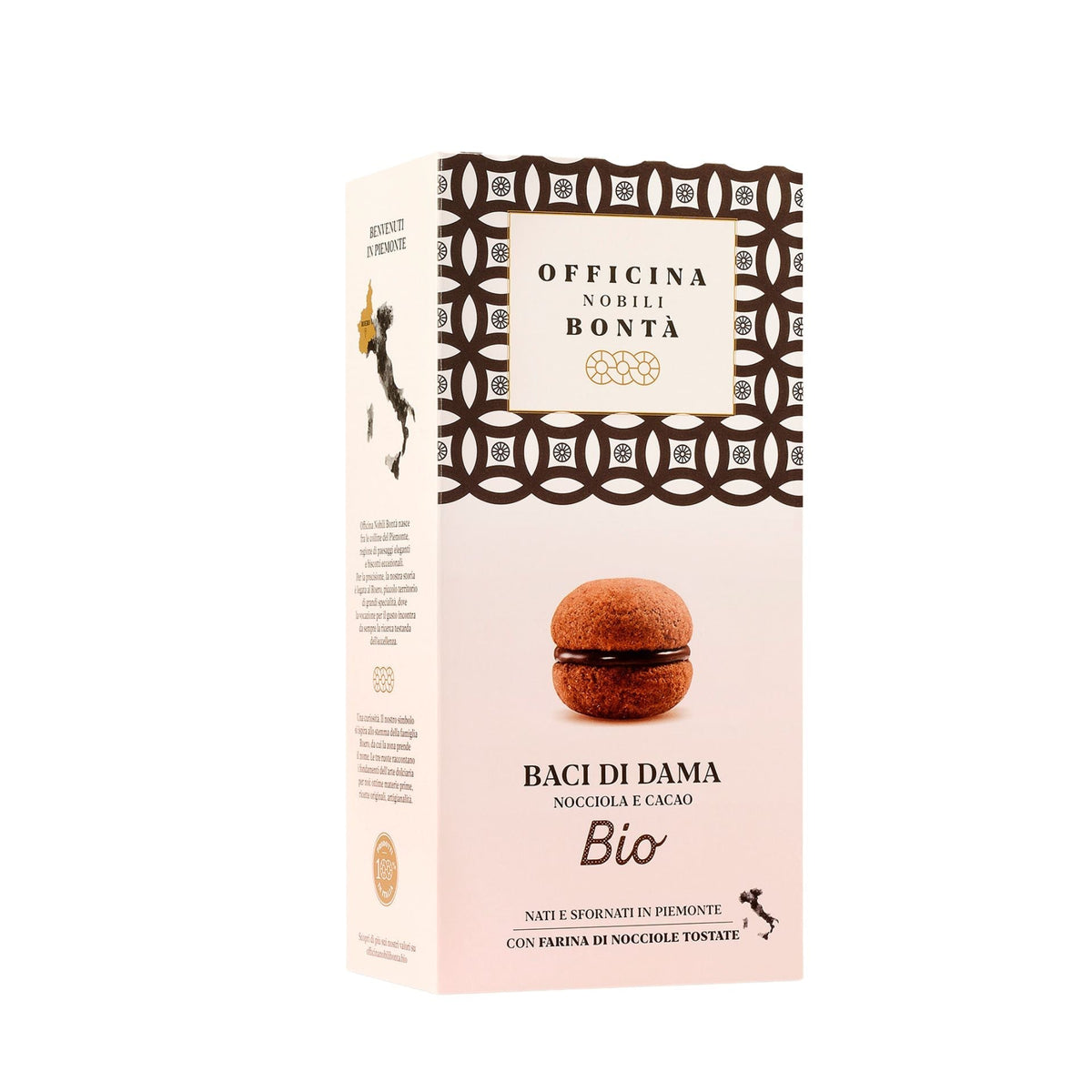 Officina Nobili Bonta Organic Hazelnut &amp; Chocolate Baci di Dama Biscuit 180g (Box)  | Imported and distributed in the UK by Just Gourmet Foods