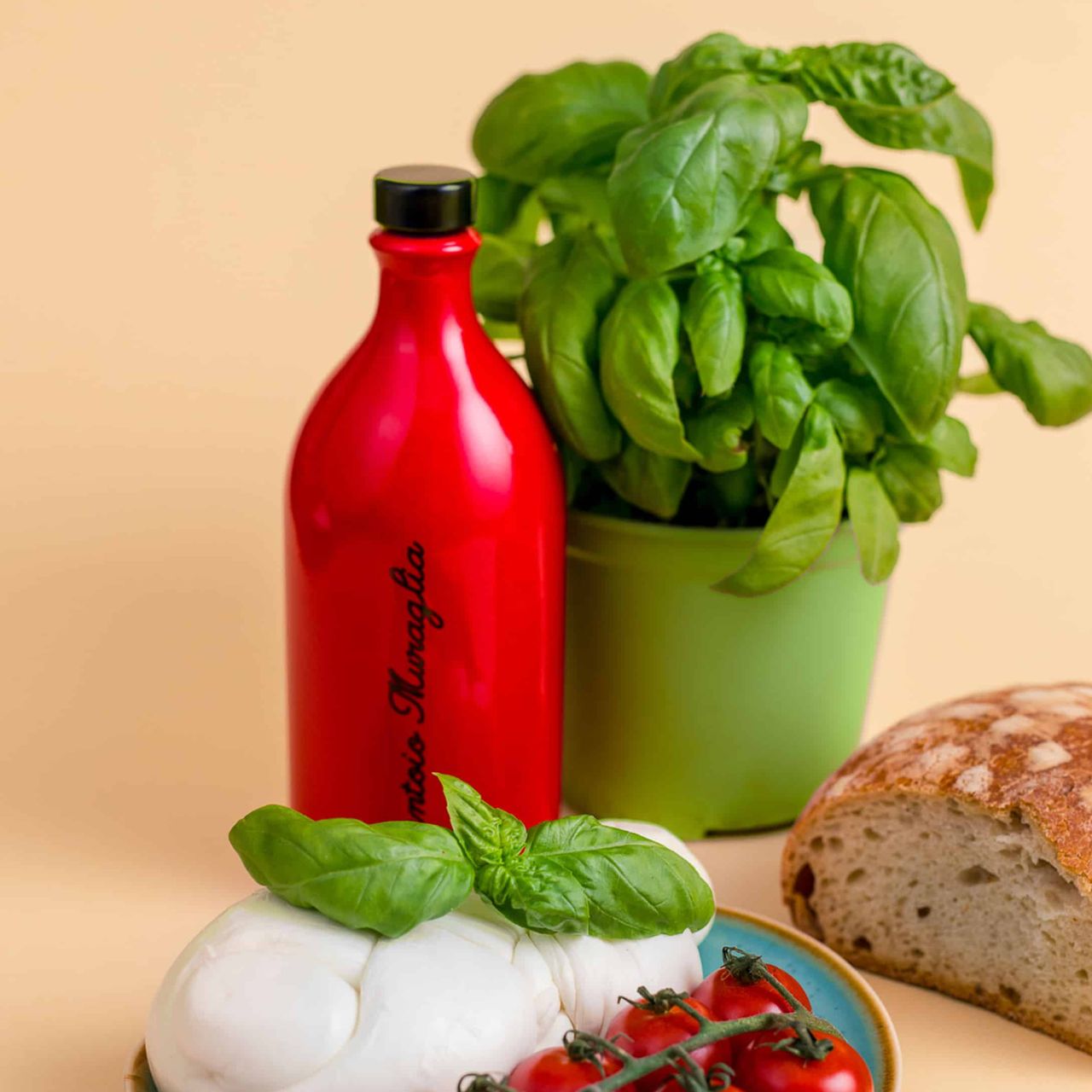 Extra Virgin Olive Oil In A Decorative Ceramic Bottle