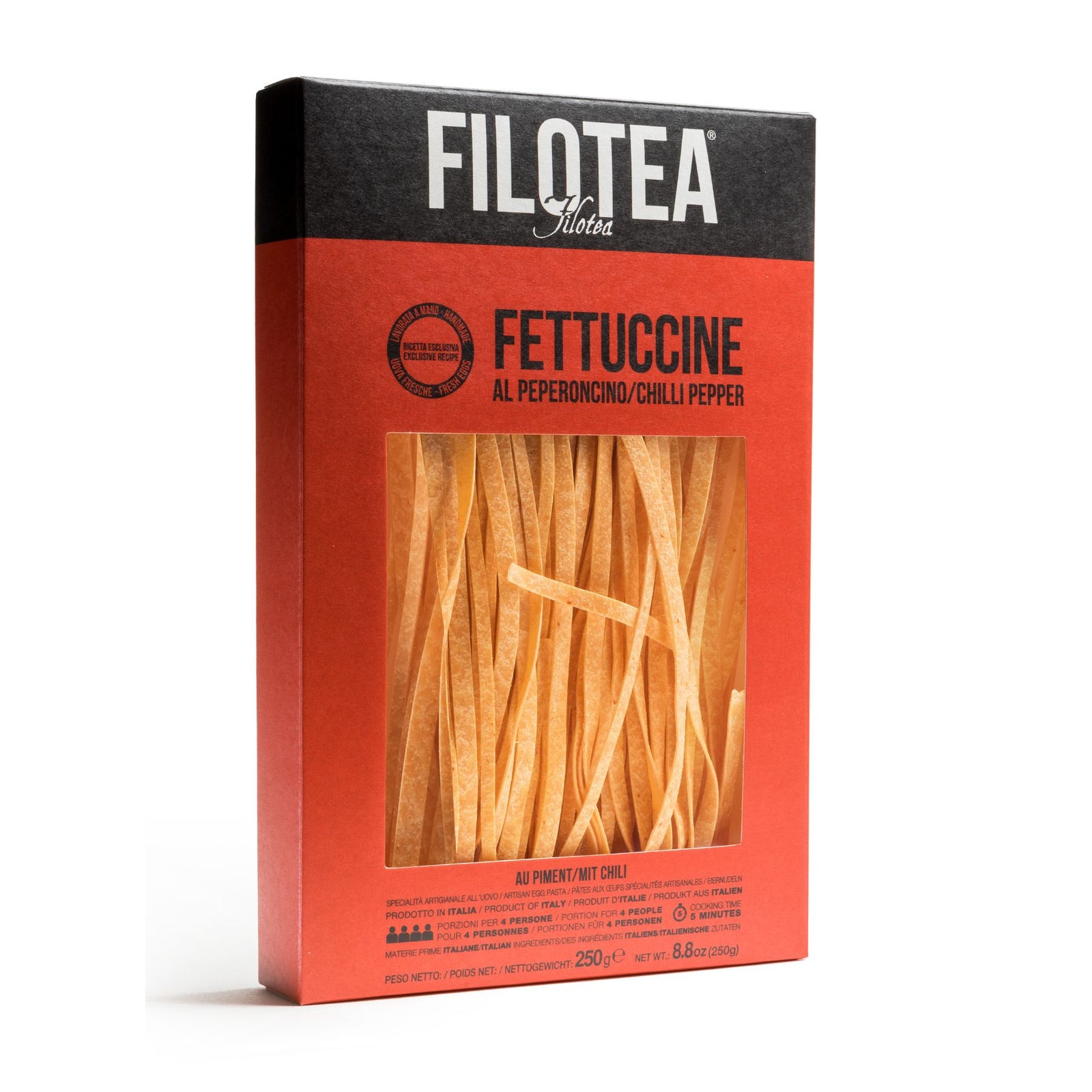 Filotea Chilli Pepper Fettuccine Artisan Egg Pasta 250g | Imported and distributed in the UK by Just Gourmet Foods