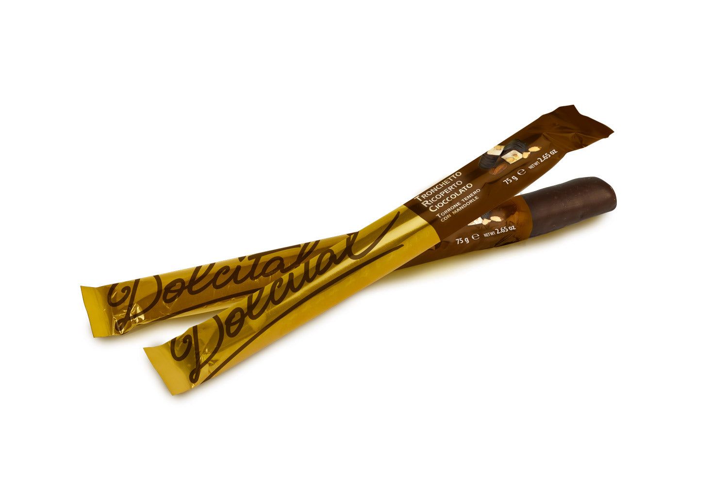 Dolcital Chocolate covered Nougat with Almonds 75g  | Imported and distributed in the UK by Just Gourmet Foods