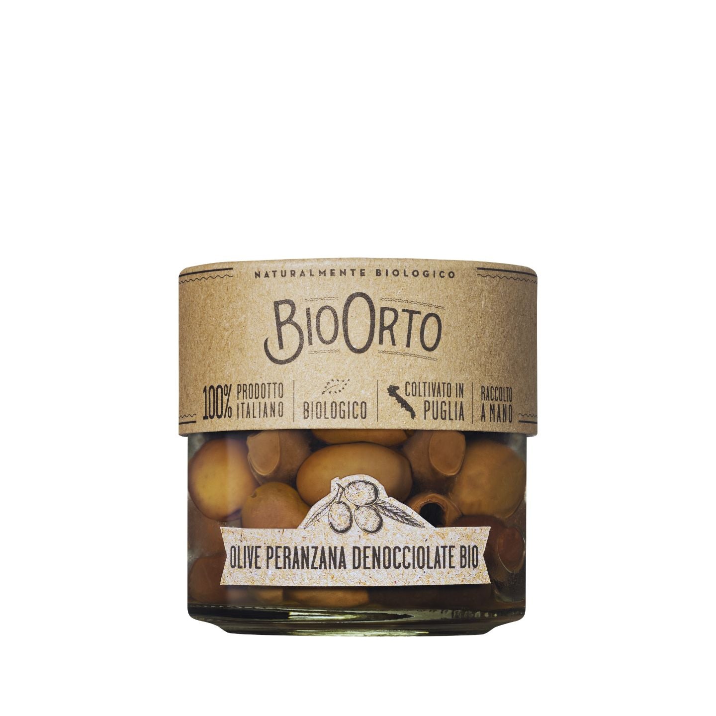Bio Orto Organic Pitted Peranzana Olives in Extra Virgin Olive Oil 190g  | Imported and distributed in the UK by Just Gourmet Foods