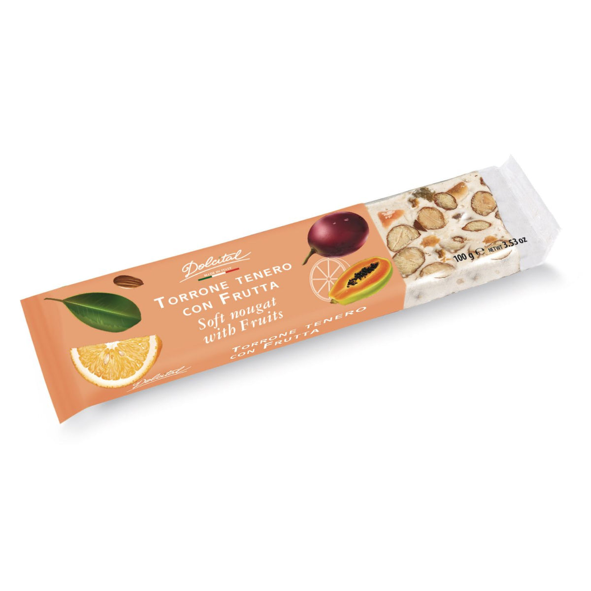 Dolcital Soft Nougat with Almonds &amp; Fruit 100g  | Imported and distributed in the UK by Just Gourmet Foods
