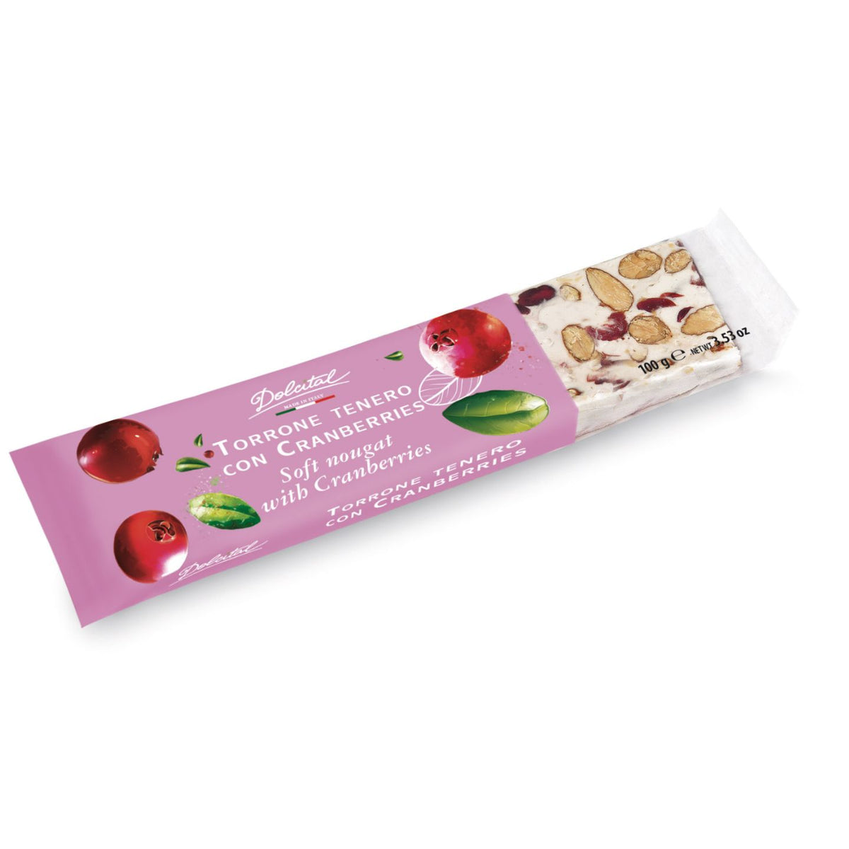 Dolcital Soft Nougat with Cranberries 100g  | Imported and distributed in the UK by Just Gourmet Foods