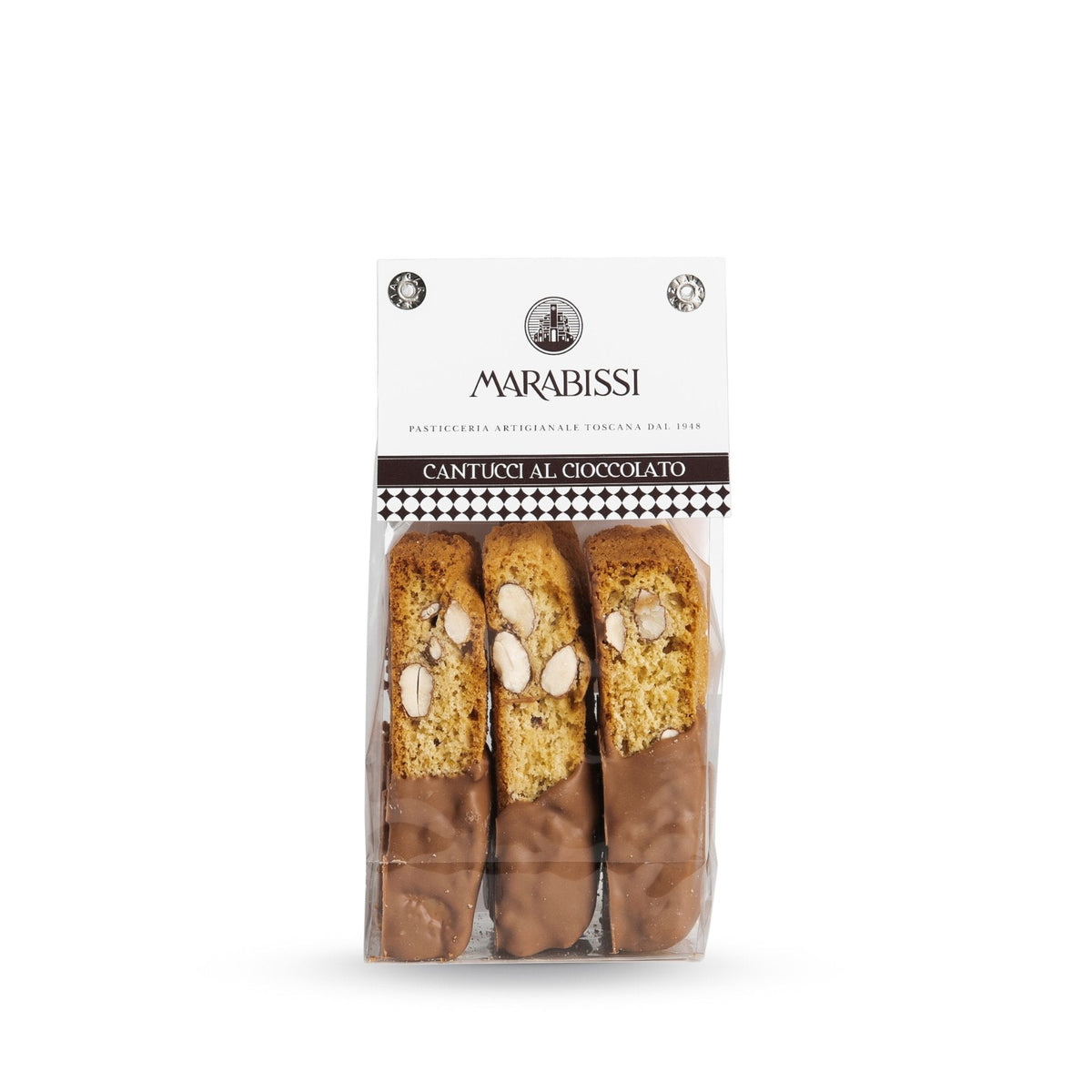 Marabissi Chocolate Covered Cantucci (Bag) 150g  | Imported and distributed in the UK by Just Gourmet Foods