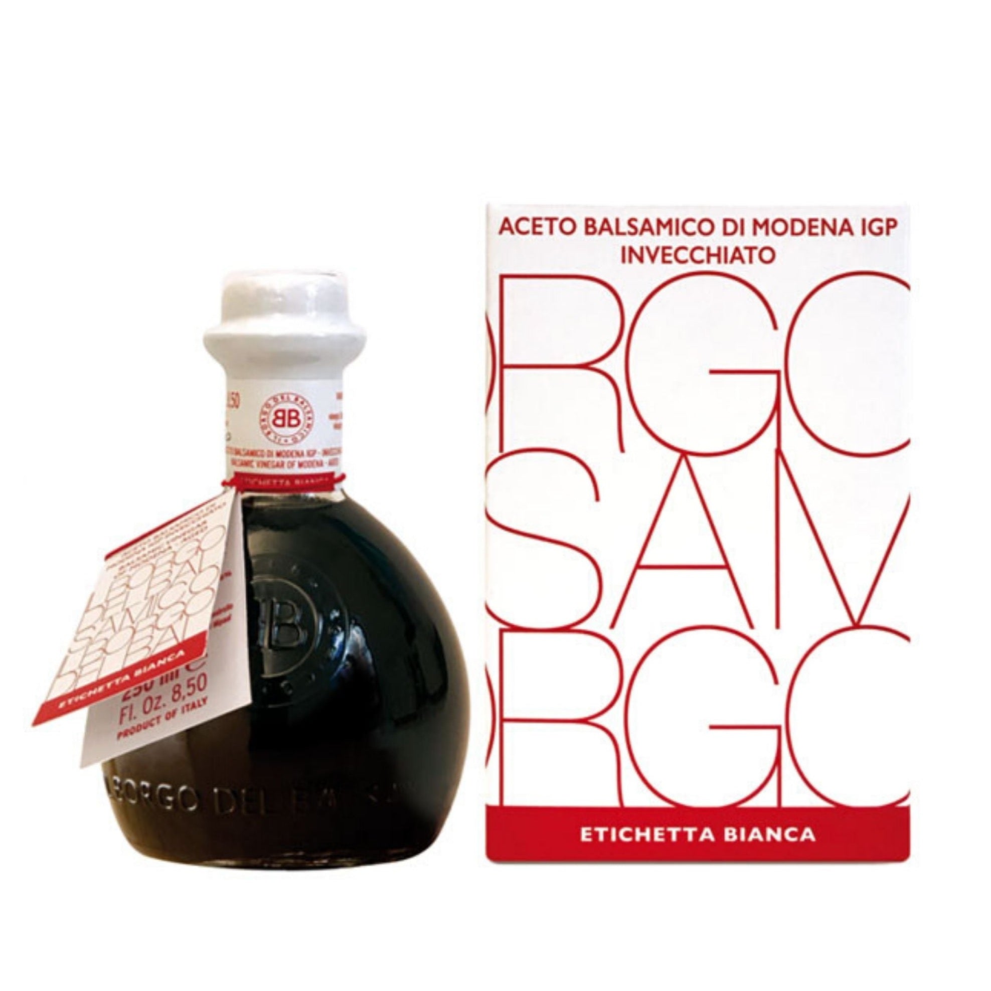 Il Borgo del Balsamico Balsamic Vinegar of Modena IGP Aged White Label High Acidity (Ampoule bottle with box) 250ml  | Imported and distributed in the UK by Just Gourmet Foods