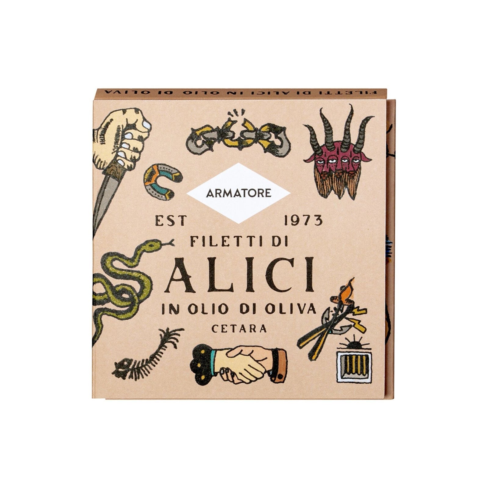 Armatore Anchovy Fillets in Olive Oil 90g  | Imported and distributed in the UK by Just Gourmet Foods