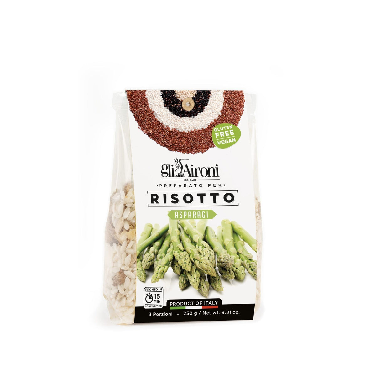 Gli Aironi Asparagus Risotto 250g (Bag)  | Imported and distributed in the UK by Just Gourmet Foods