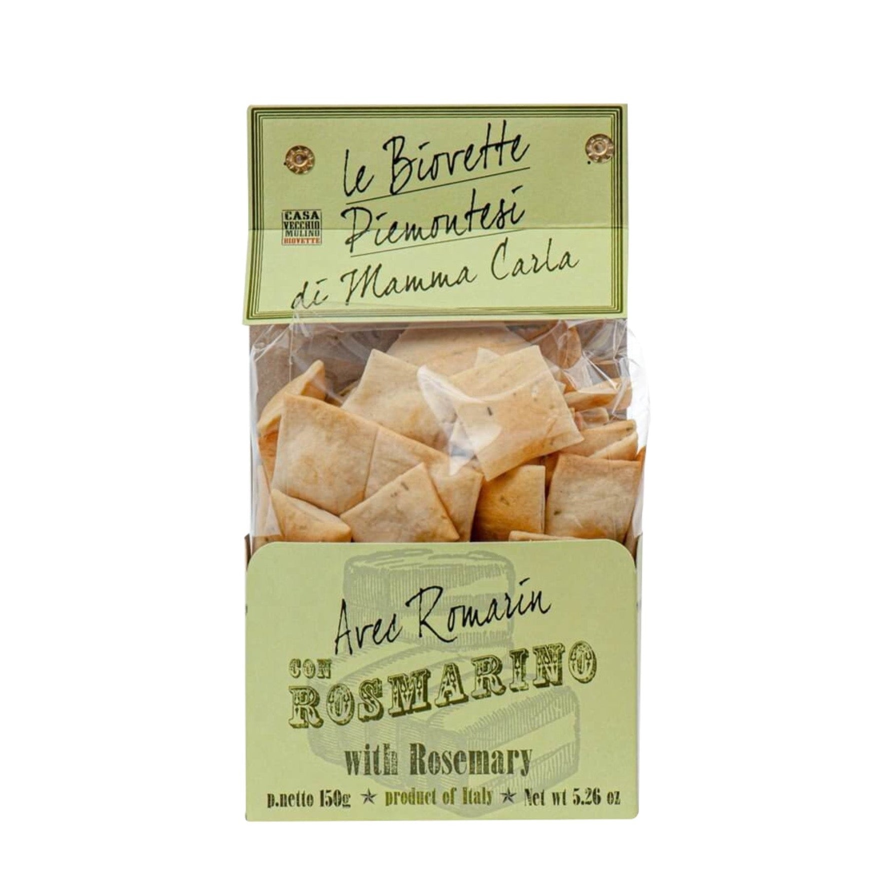 Casa Vecchio Mulino Biovette with Rosemary 150g  | Imported and distributed in the UK by Just Gourmet Foods
