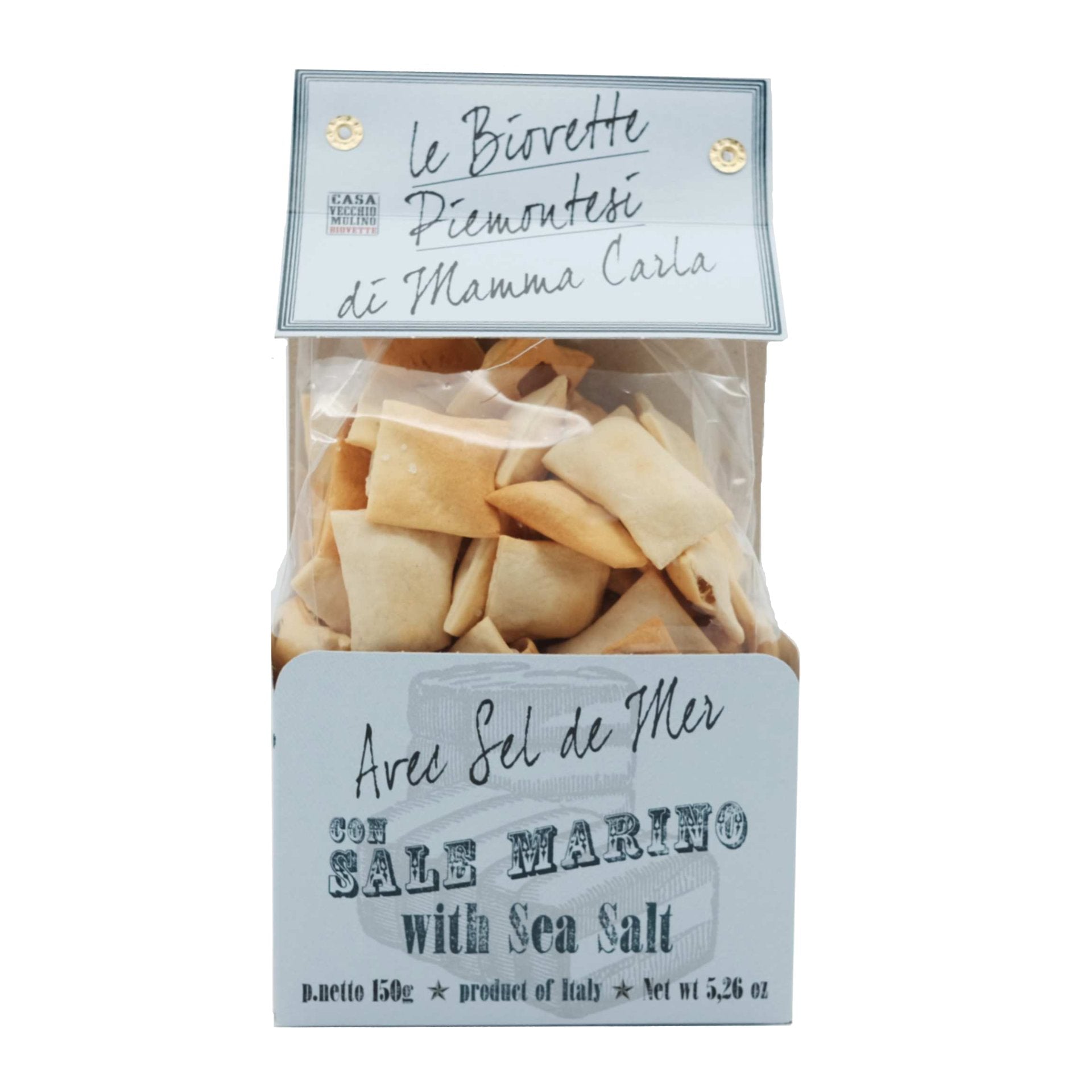 Casa Vecchio Mulino Biovette with Sea Salt 150g  | Imported and distributed in the UK by Just Gourmet Foods