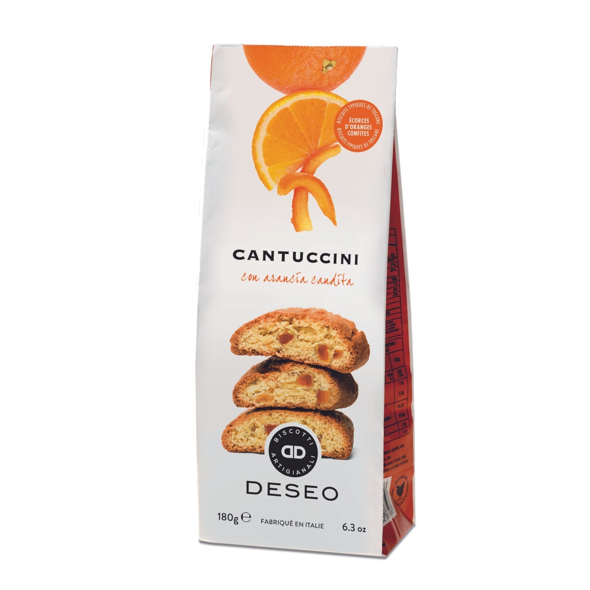 Deseo Cantuccini Toscani with Candied Orange 180g (Bag)  | Imported and distributed in the UK by Just Gourmet Foods