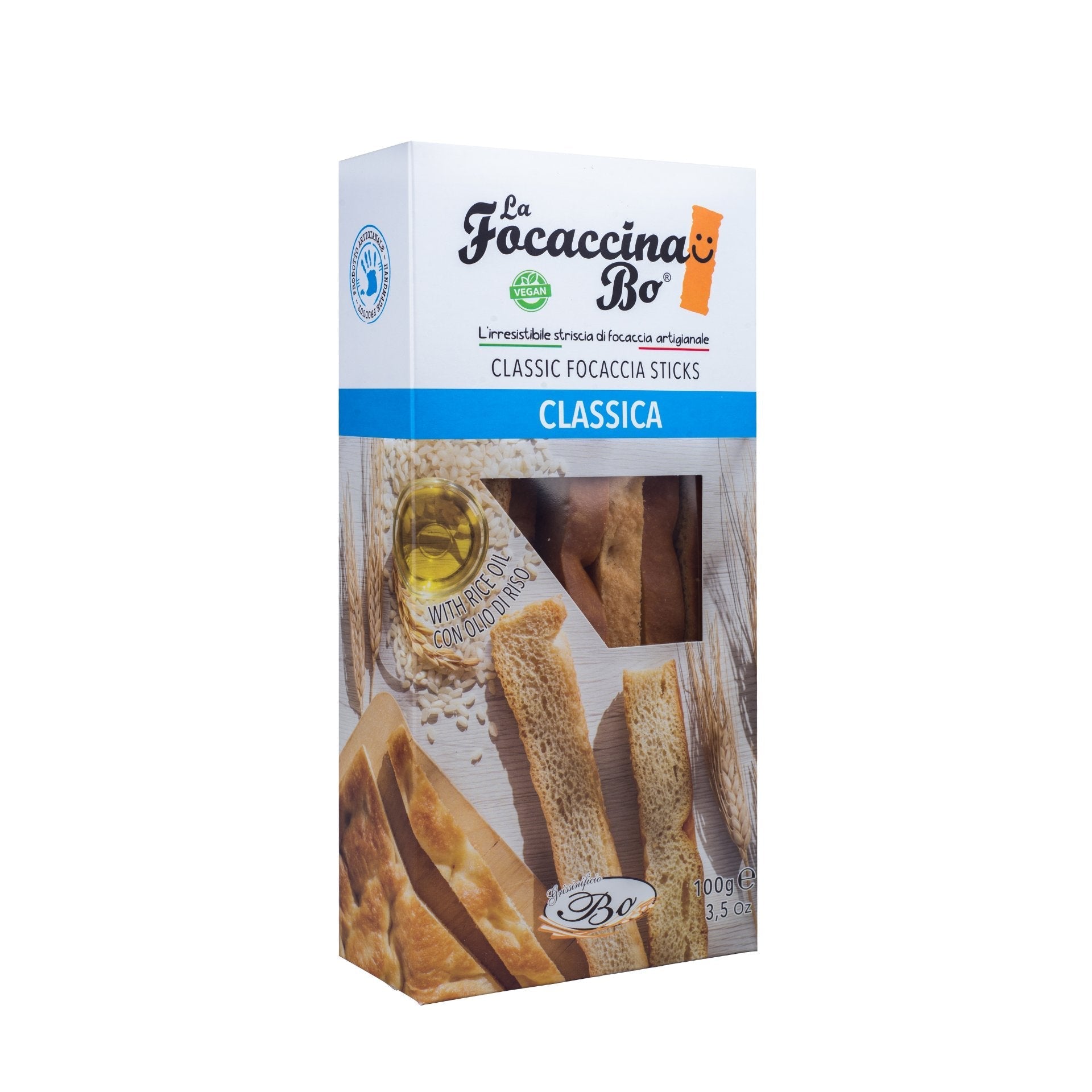 Grissinificio Bo Classic Focaccina (boxed) 100g  | Imported and distributed in the UK by Just Gourmet Foods