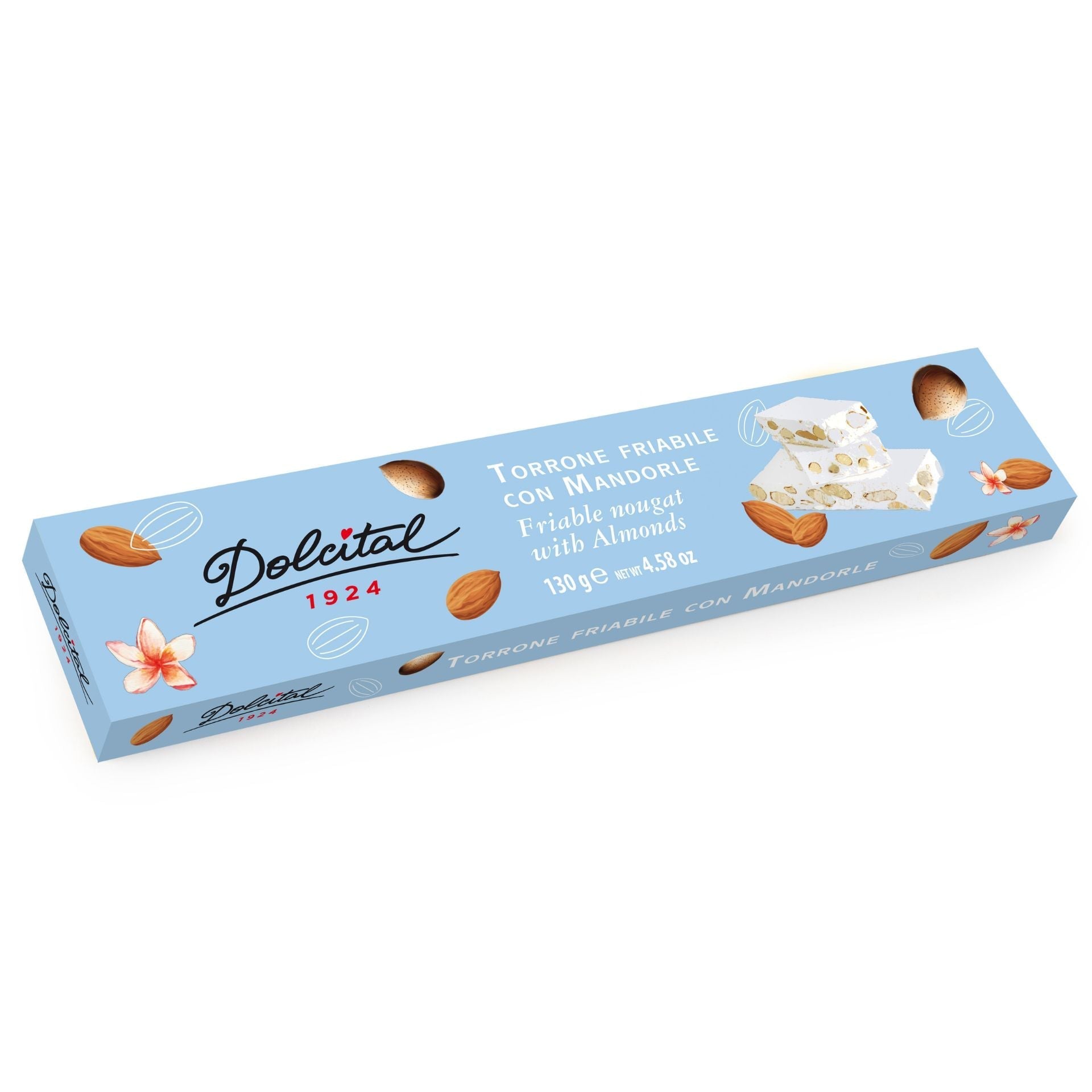 Dolcital Hard Nougat with Almonds 130g  | Imported and distributed in the UK by Just Gourmet Foods