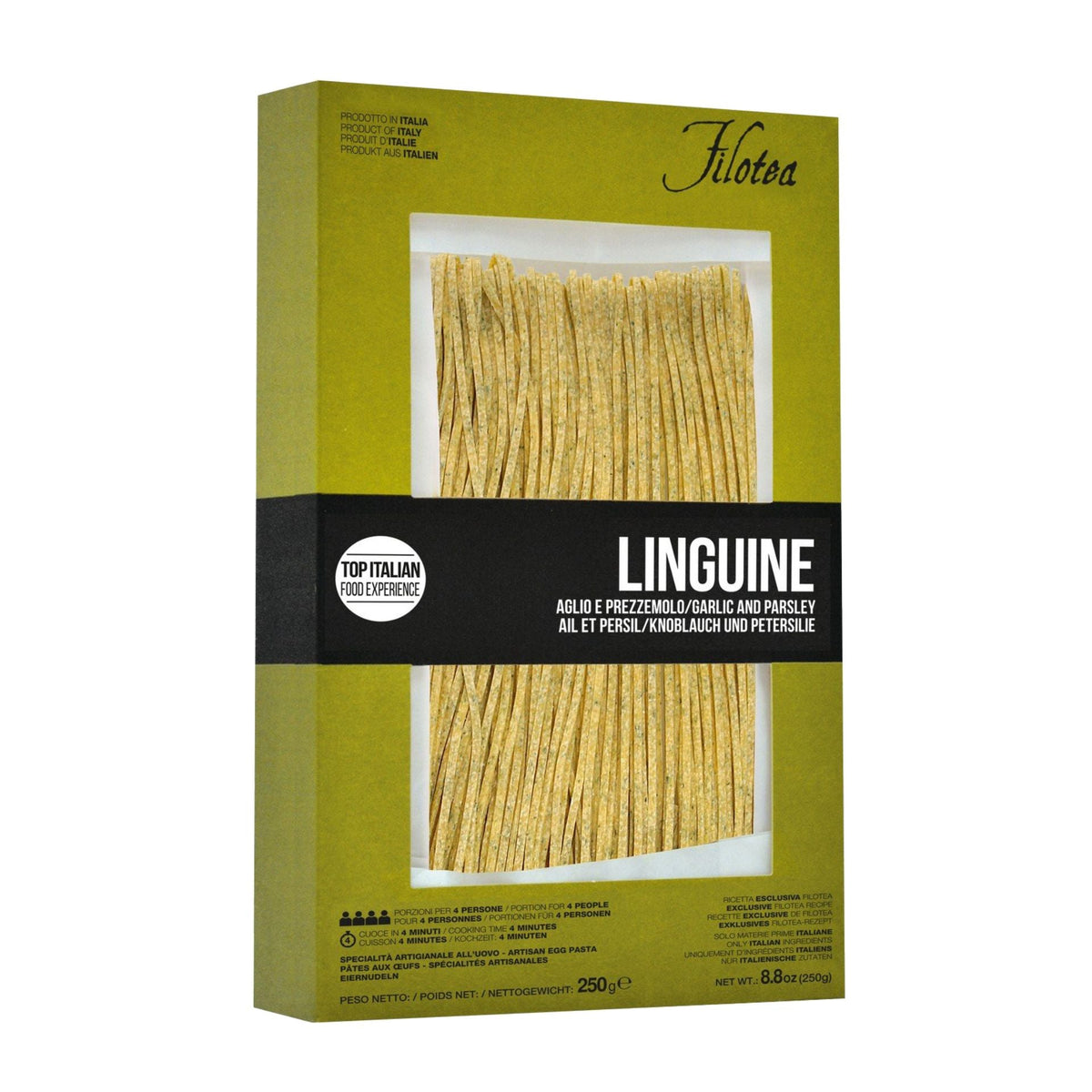 Filotea Garlic &amp; Parsley Linguine Egg Pasta 250g  | Imported and distributed in the UK by Just Gourmet Foods