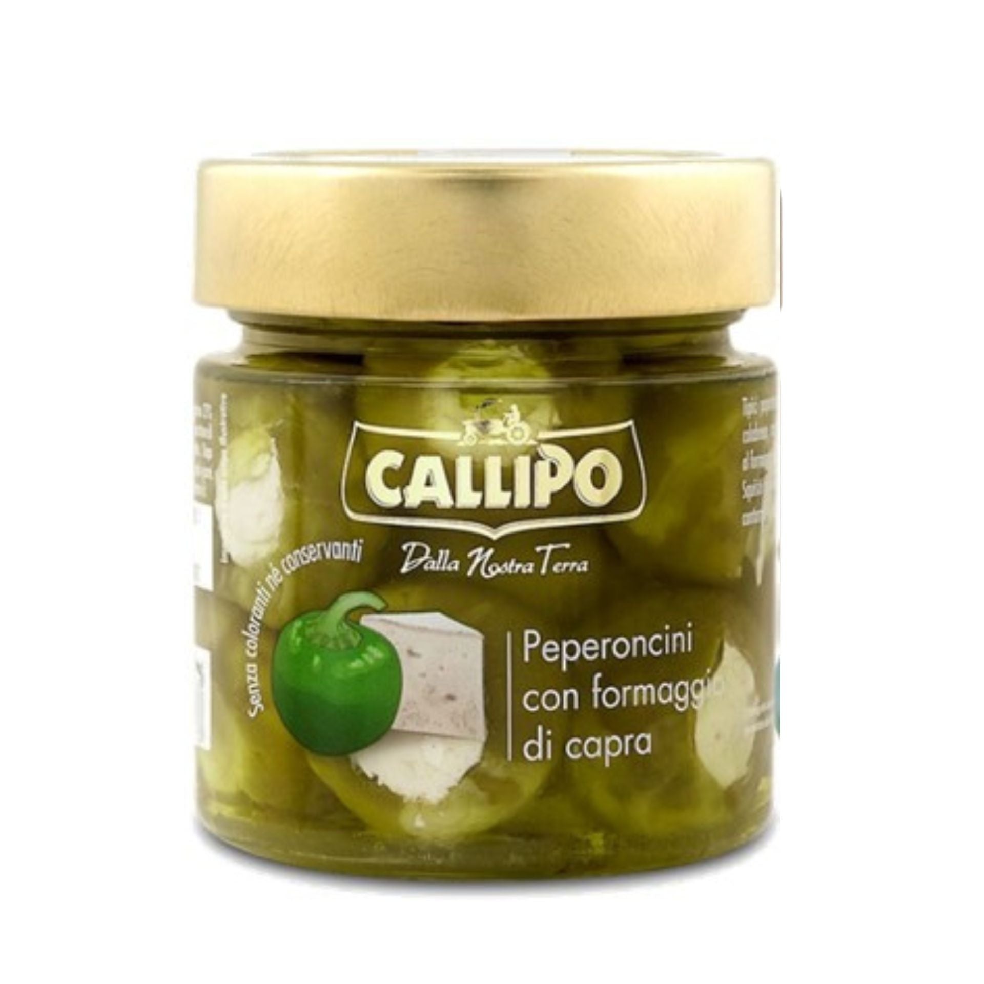 Callipo Green Peppers Stuffed with Goats Cheese 240g  | Imported and distributed in the UK by Just Gourmet Foods