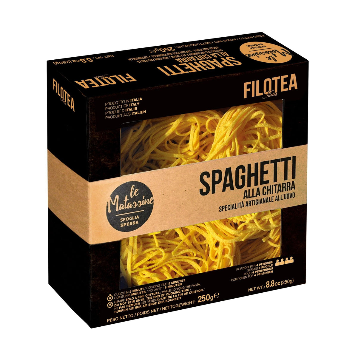 Filotea Le Matassine Spaghetti alla Chitarra Nest Artisan Egg Pasta 250g  | Imported and distributed in the UK by Just Gourmet Foods