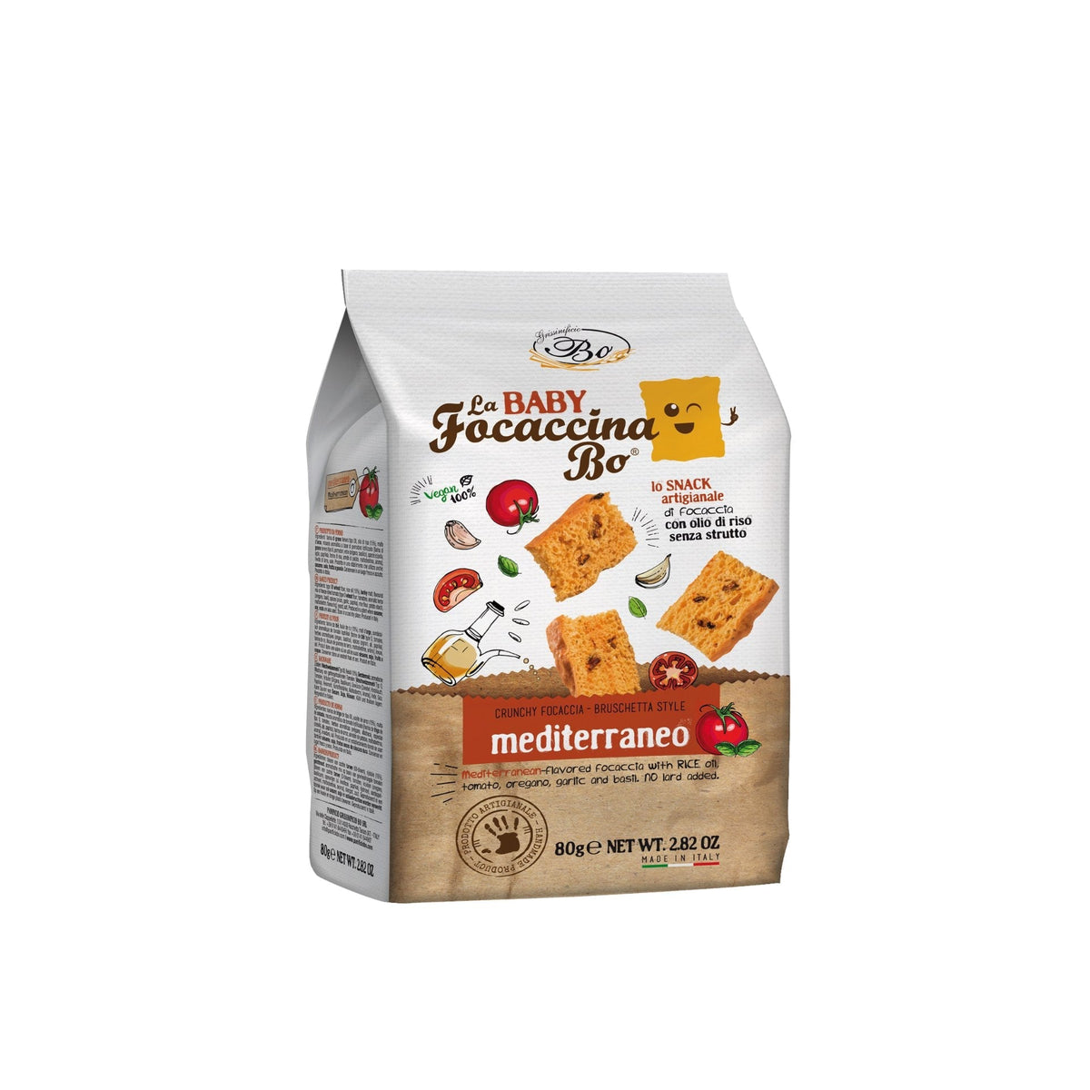 Grissinificio Bo Mediterranean Baby Focaccina 80g  | Imported and distributed in the UK by Just Gourmet Foods