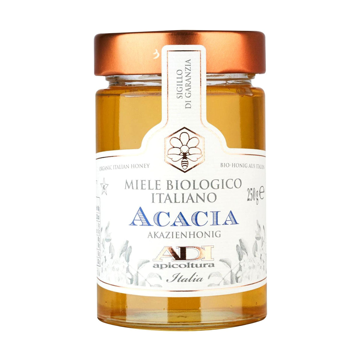 Adi Apicoltori Organic Acacia Honey 250g  | Imported and distributed in the UK by Just Gourmet Foods