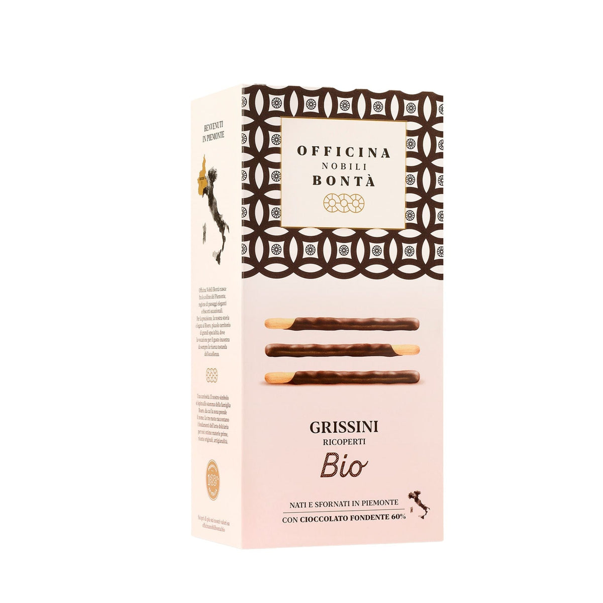 Officina Nobili Bonta Organic Chocolate Covered Breadstick Biscuit 150g (Box)  | Imported and distributed in the UK by Just Gourmet Foods