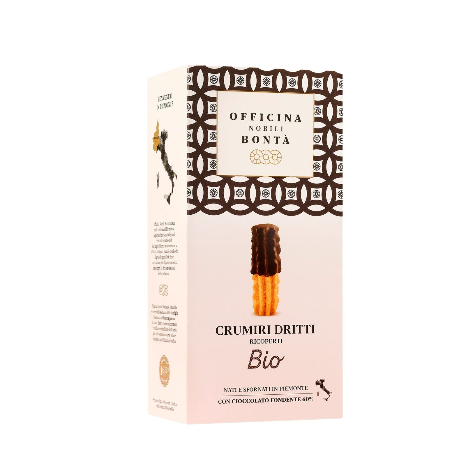 Officina Nobili Bonta Organic Chocolate Covered Crumiri Biscuits 170g (Box)  | Imported and distributed in the UK by Just Gourmet Foods
