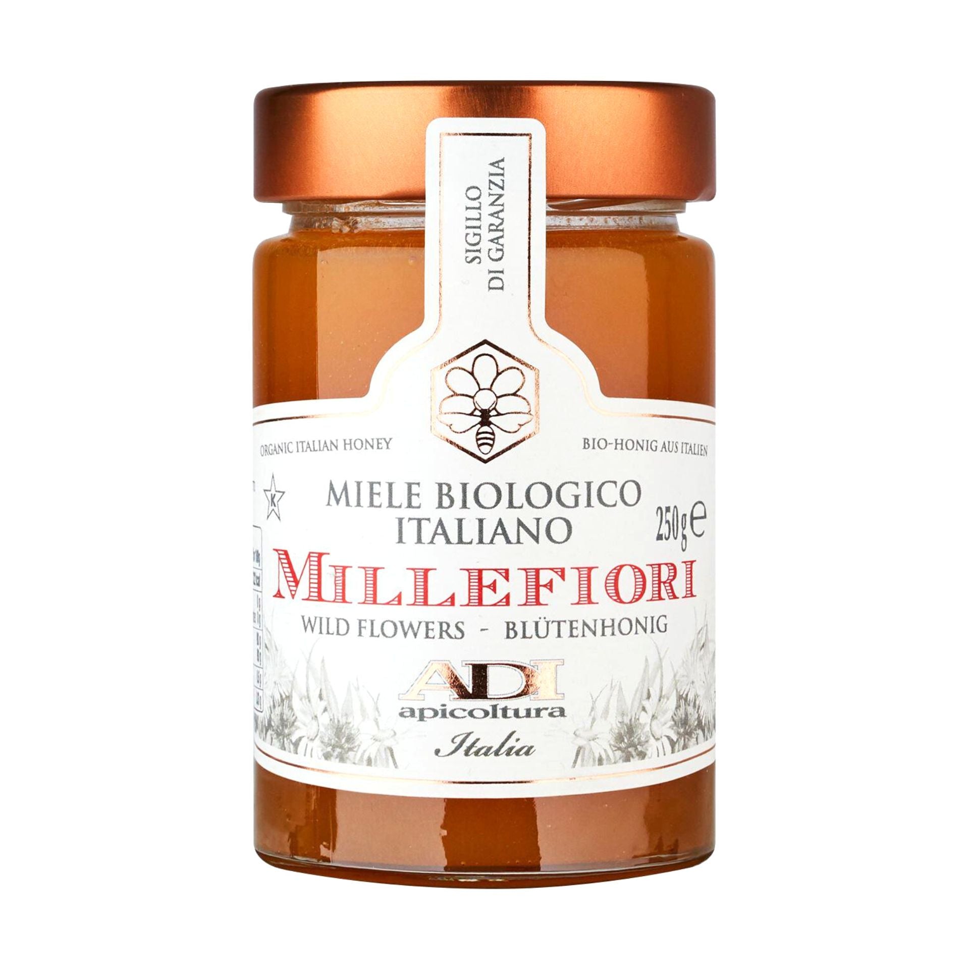 Adi Apicoltori Organic Wildflower Honey 250g  | Imported and distributed in the UK by Just Gourmet Foods
