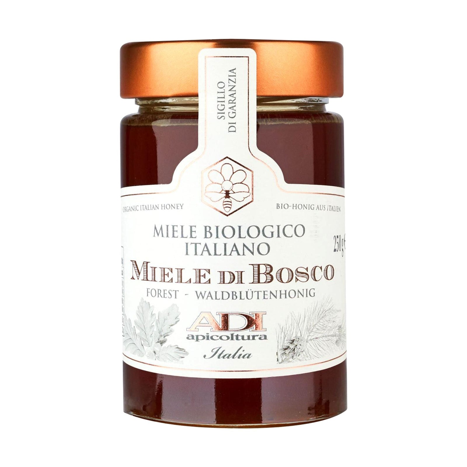 Adi Apicoltori Organic Wildforest Honeydew Honey 250g  | Imported and distributed in the UK by Just Gourmet Foods