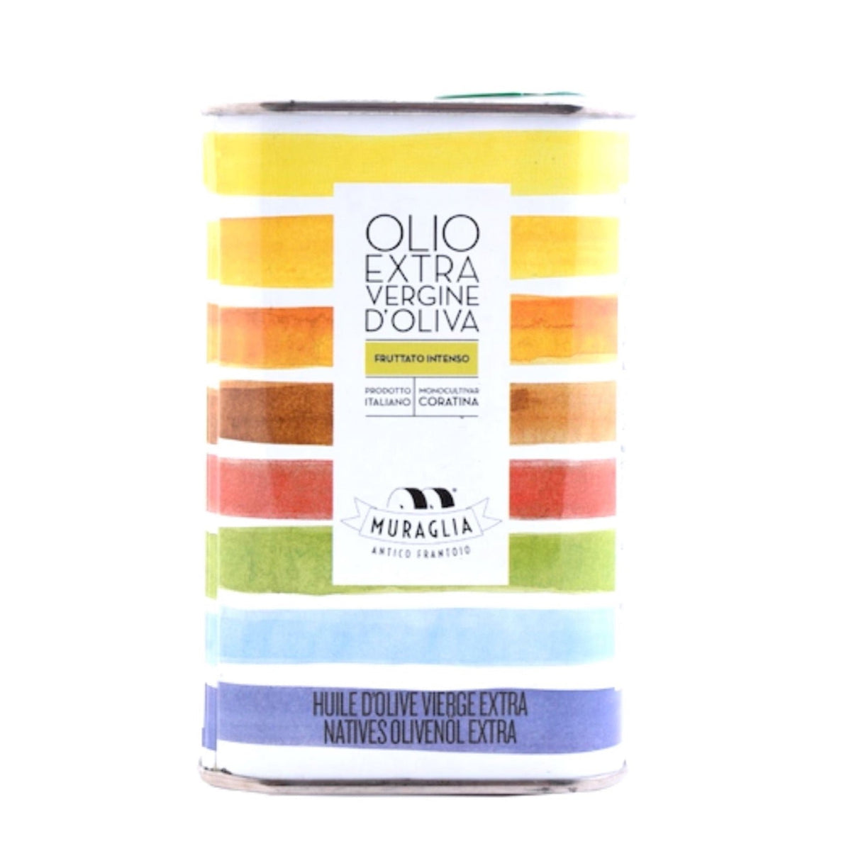 Frantoio Muraglia Rainbow Tin Intense Fruity Coratina Extra Virgin Olive Oil 1000ml  | Imported and distributed in the UK by Just Gourmet Foods