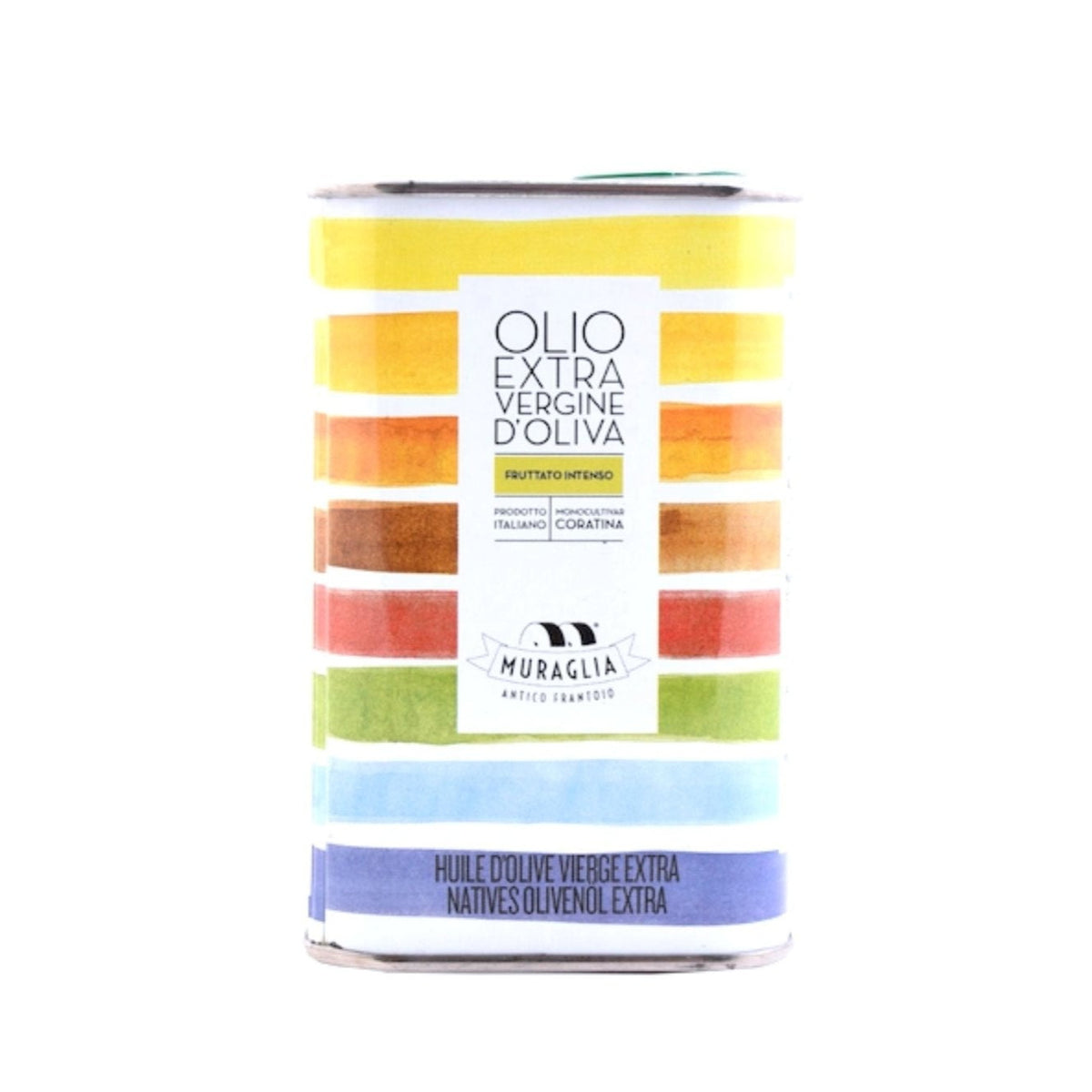 Frantoio Muraglia Rainbow Tin Intense Fruity Coratina Extra Virgin Olive Oil 250ml  | Imported and distributed in the UK by Just Gourmet Foods