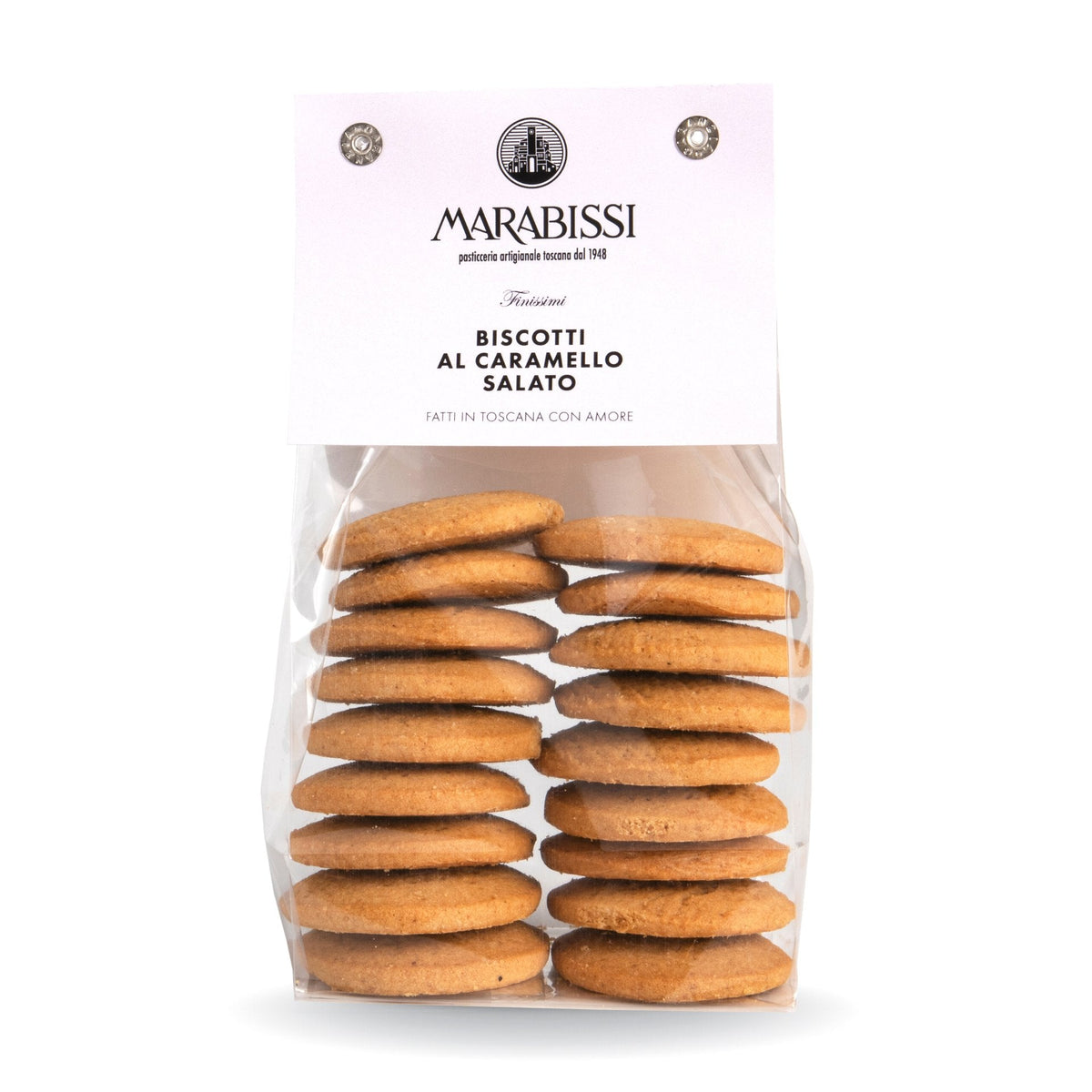 Marabissi Salted Caramel Artisan Biscuits (Bag) 200g  | Imported and distributed in the UK by Just Gourmet Foods